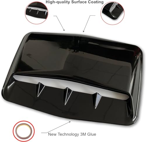 Image of Automaze Hood Scoop Car Hood Vent Universal Air Intake Grille Inlet Trim Decor Cover Turbo Bonnet Vent Cover Accessory (Black)