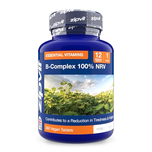 Zipvit Vitamin B Complex 100% NRV of All 8 B Vitamins 12 Month Supply Supports Energy Mental Performance & Immunity