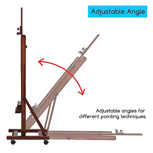 Image of MEEDEN Studio Wood H-Frame Easel: Art Easel on Wheels for Artist