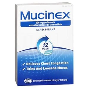 Mucinex Expectorant Extended Release Bi-Layer Tablets – 100 each, Pack of 6