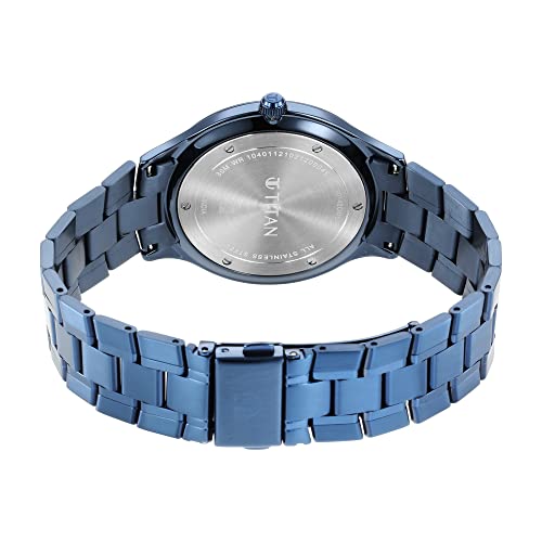 Titan Classique Slim Analog Silver Dial Men's Watch-90142QM01 Stainless Steel, Blue Strap - Image 2