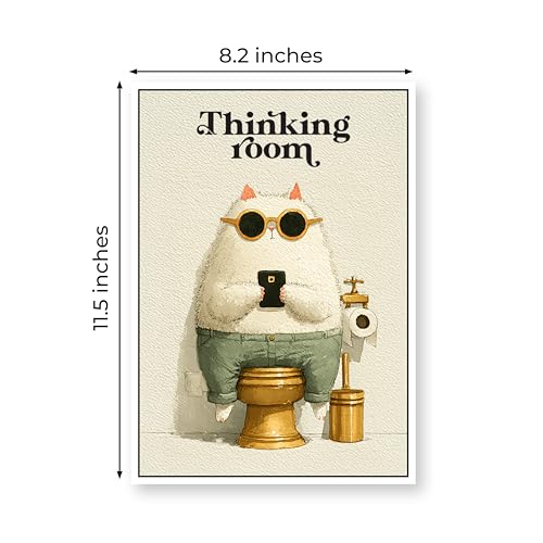 Image of Thinking Room Sticker, Funny Bathroom Door Sign, White, Water Resistance, 11.5x8.2 Inches, Humorous Restroom Decor (Style 2)