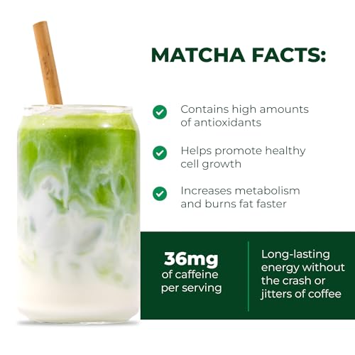 Té verde matcha en polvo con batidor de bambú miniatura 3
