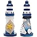 2 St&uuml;ck Holz Leuchtturm Modell Mini Leuchtturm Deko Maritime Dekoration Fee Garten Ornamente Hochzeit Tischdeko f&uuml;r Badezimmer Kinderzimmer Blumentopf