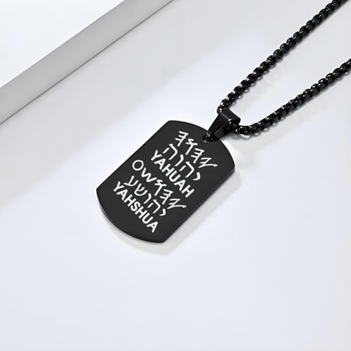 Name Yahuah Yahshua Paleo Hebrew Necklace for Men,Tetragrammaton Name of God Pendant Israel Christmas Gifts Jewelry for Him Her3