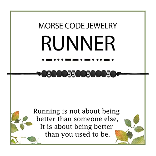 WSNANG Runner Morse Code Bracelet - Running Lover Gift for Cross Country Runners