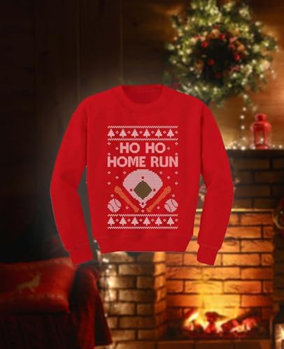 Tstars Ho Ho Home Run Baseball Christmas Sweater Style Sweatshirt Holiday Ugly Xmas Sweatshirts for Youth Kids4