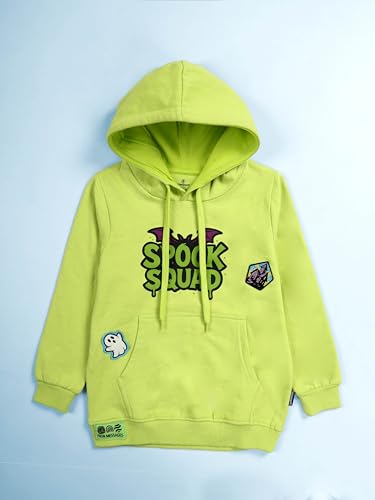 Image of KiddoPanti Unisex Solid Pullover Hooded Fleece Sweatshrit | Cotton Poly Fleece Fabric | Waist Length, Full Sleeve Hoodie | 2 Kangaroo Pockets | Winter Wear for Boys & Girls