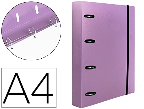 Folder with Refill liderpapel a4 Box 5 mm 100 Sheets 80 g Polypropylene 4 Mixed Rings 25 mm Lavender, multicoloured - Image 2