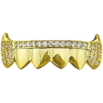 Psivika Gold Single Shiny Teeth Grillz 6 Bottom Grillz Set Hip Hop Teeth Grills