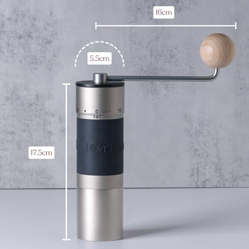 Image of 【Sliver】KINGrinder K6 Manual Coffee Grinder Straight Handle Stainless Burr | Supports grind settings for various brewing methods such as pour-over and espresso