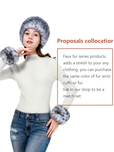 Image of LA CARRIE Women's Faux Fur Hat for Winter with Stretch Cossack Russian Style White Warm Cap