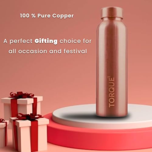 Image of Torque Pure Copper Water Bottle | Copper Bottles for Kids, School Office, Gym, Sport Gift Drinking Water