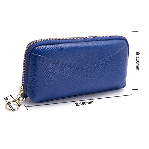 Women's Leather Wallet RFID Layer Cowhide Zipper Long Money Clip Casual Embossed Clutch(E)3