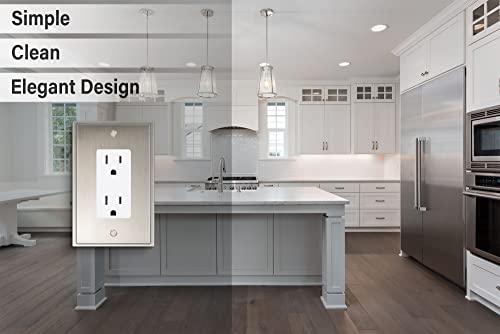 Cover Star Soft Modern Decorative Wall Plate Switch Plate Outlet Cover, Durable Solid Zinc Alloy (Single Decorator 2Pk, Satin Nickel) #TOP3