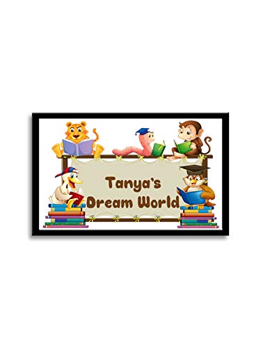 Image of 999STORE Printed Cartoon Kids For Children Room Name Plate (Mdf & Fiber Frame 15X8 Inches Multi)