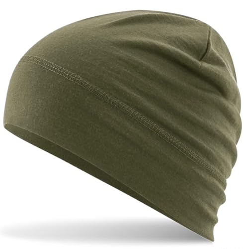 Hatstar Merino Beanie Mütze | Wollmütze aus 100% Merino Wolle | Unisex für Damen und Herren | Atmungsaktiv, leicht und dünn (Oliv)