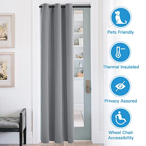 Image of RYB HOME Blackout Curtains Thermal Insulating Privacy Temporary Door Curtains for Bedroom Closet Doorway Accordion Door Interior Living Room Kids Nursery Dining, Wide 60 x Long 90 inch, Light Grey