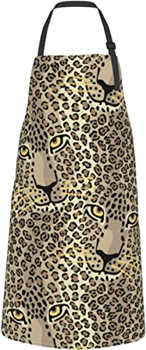 Spotted Leopard Apron With Pockets Waterproof Kitchen Chef Cooking Aprons For Women Men #TOP20
