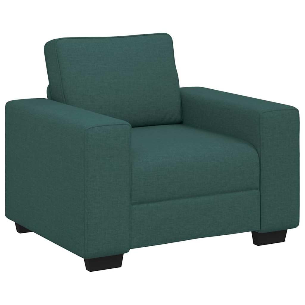 Juego de sofá de 3 piezas con cojines, tela verde oscuro, incluye 2 plazas, 3 plazas y sillones, estructura resistente, cojín cómodo, ideal para sala de estar, habitación de invitados u