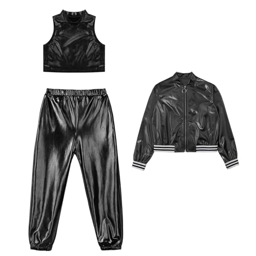 Ropa de baile callejero para niñas conjunto hip hop y jazz con pantalones de running cómodos 4