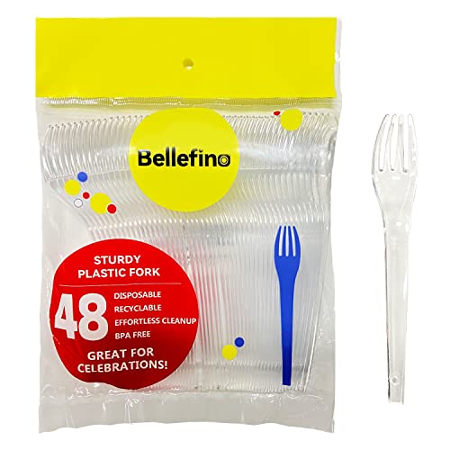 [48 Count] Disposable Plastic Appetizer Fork, Small Size, Crystal Clear, Good For Dessert, Cake, Salad, Tasting,BPA-Free [6 Inches]…