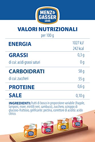 Menz&Gasser Konfitüre Extra aus Beeren Einzeldosis Premium Qualität, mit hochwertigen Früchten, 100% Made in Italy, 48 Gläser x 28 g