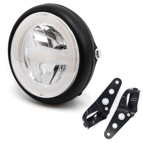 evomosa Faro anteriore rotondo a LED da 7'' per moto Con supporto per Cafe Racer bobber Chopper V Rod CB900 CB400 CB750 CB1300 CB1100 Hornet 250 (Stile B)