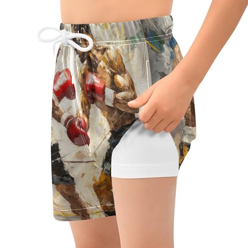 Toddler Boys Swimwear Swim Trunks with Compression Liner 4T Boxing 12