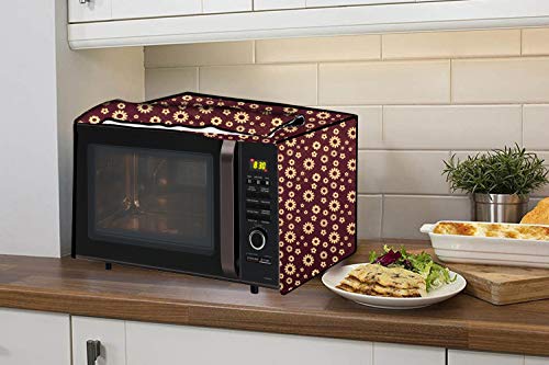 Image of Stylista Microwave Oven Cover for Panasonic 20 L Convection NN-CT254BFDG Floral Pattern Coffee