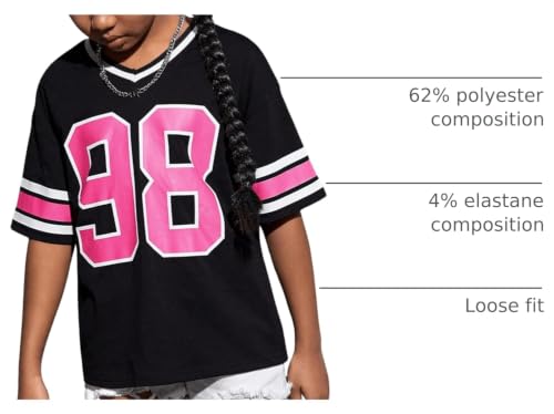 Image of SOLY HUX Girl's Number Graphic Tees Y2k Jersey Shirts V Neck Half Sleeve Loose Summer T Shirt Tops