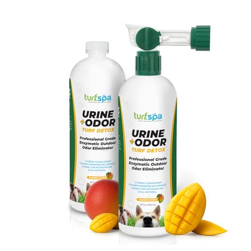 TurfSpa 尿&臭気ターフデトックス:マンゴー32オンスプロフェッショナル酵素クリーナー&消臭剤2個パック 人工芝、芝、コンクリート、パティオ、犬小屋、ペット尿酵素クリーナー 犬と猫用