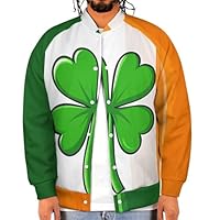 Ireland Shamrock Irish Flag Men's Graphic Baseball Jacket Vintage Long Sleeve Bomber Casual Streetwear Coats 3XL
