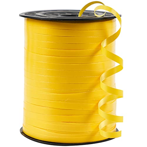 Image of PartyWoo Yellow Ribbon - 500 Yard Curling Ribbon for Crafts, Balloon String, Gift Wrapping, Florist Flowers (1 Roll)
