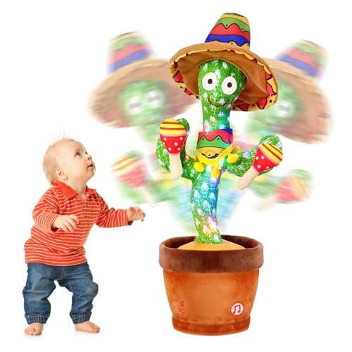 seOSTO Cactus Qui Danse, Jouet Cactus Qui Repete Talking Cactus Peluche, Cactus Qui Danse et RéPèTe Cactus Dansant Cactus Parlant pour Enfants Adultes