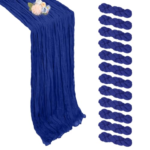 pepmily 12 Pack Royal Blue Cheesecloth Table Runner 17 x 108 Inch