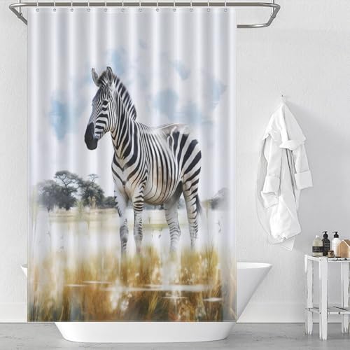 Rideau de douche zèbre lavable 100% polyester pour baignoire 122x183cm