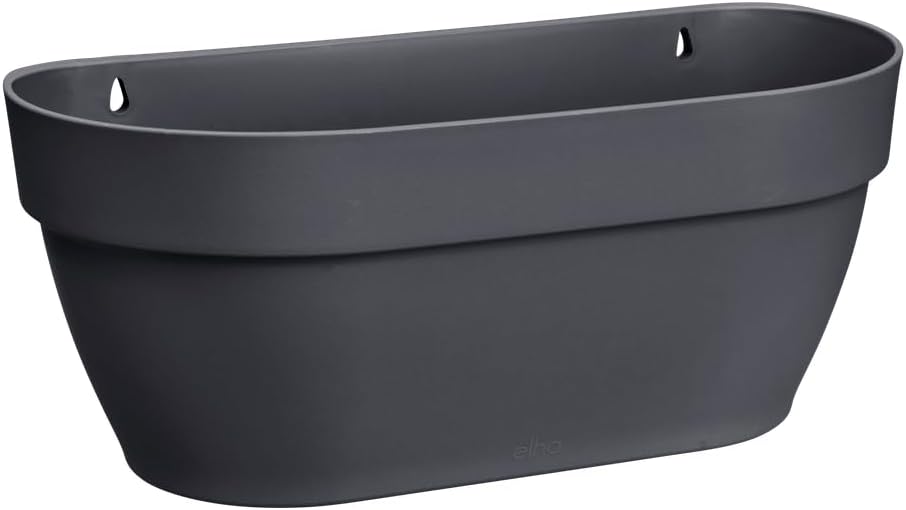 Elho Vibia Campana Mural 35 - Balcony & Outdoor Planter - Diameter 35.0 x H 14.8 cm - Black/Anthracite