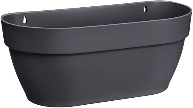 Elho Vibia Campana Wall Mounted 35cm Balcony Box - Anthracite | L 16.2 x W 35 x H 14.8 cm | Suitable for Outdoor Use