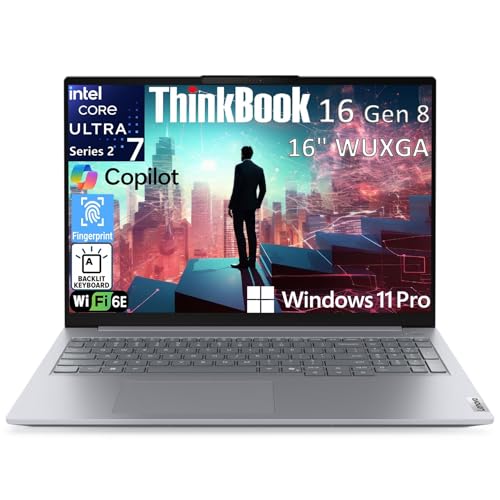 Image of Lenovo ThinkBook 16 Gen 8 Business AI PC Laptop Computer, 16" FHD+, Intel 16-Core Ultra 7 255H (Beat i7-13900H), 32GB DDR5 RAM, 1TB PCIe SSD, WiFi 6E, Bluetooth 5.3, Fingerprint Reader, Windows 11 Pro