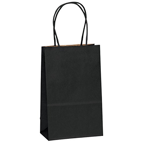 Flexicore Packaging | Size: 5.25"x3.25"x8" | Kraft Paper Bags, Shopping, Merchandise, Party, Gift Bags (Black, 100 Bags)