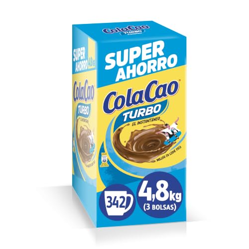 ColaCao Turbo, Cacao Instantáneo Natural sin Aditivos, Formato Ahorro XXL, 4,8 kg