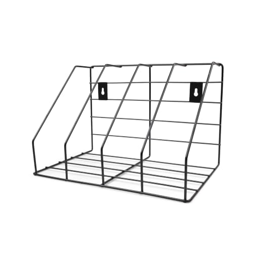 Image of Zepdos Triangle Newspaper and Magazine Stand, Newspaper Rack, File Racks, Holder Desktop Iron Book Rack, Document Storage Rack for Table Office, Tabletop Desk File Organizer (4 Slot File Rack (Black))
