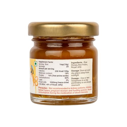 Image of Shiva Organic Honey With Bee pollen Enriched Royal Jelly 5000mg Natural Dietary Supplement (50 g)