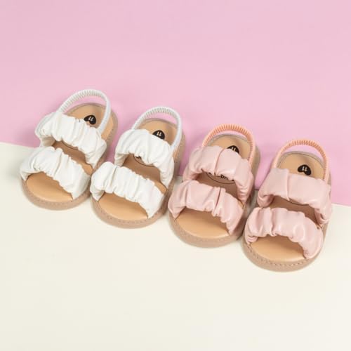 Image of Meckior Infant Baby Girls Boys Summer Sandals Open Toe Lace Princess Dress Wedding Flats Shoes Newborn Toddler Soft Non-slip Sole First Walker Crib Shoes