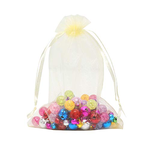 Image of Dealglad 50pcs Drawstring Organza Jewelry Candy Pouch Christmas Wedding Party Favor Gift Bags (4x6 inch, Beige)