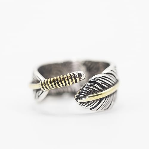 Innocence Silver-Plated Adjustable Opening Native Americans Style Feather Ring For Women Men Vintage Rings Gift Jewelry4