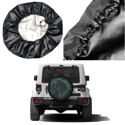 Image of Delerain Horse's Head Spare Tire Covers Waterproof Dust-Proof Spare Wheel Cover Universal Fit for Jeep, Trailer, RV, SUV, Truck and Many Vehicle (17 Inch for Diameter 31 inch-33 inch)