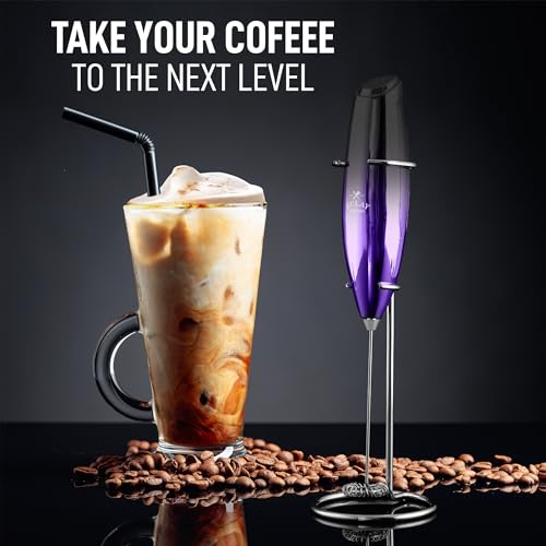 Image of Zulay Kitchen Executive Series Luxury Gift Milk Frother - Handheld Electric Foam Maker for Coffee, Lattes & Hot Chocolate - Deluxe Finish, Great Gift for Coffee Lovers