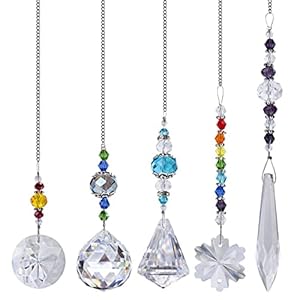 H&D HYALINE & DORA Kristallen regenboog zonnevanger achteraanzicht glas auto bedels hangende raamhanger 5 stuks